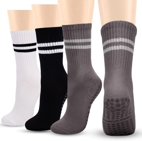 3 أزواج من جوارب اليوجا مع مقابض من باوبلايكيدز للنساء البيلاتيس، جوارب دائرية غير قابلة للانزلاق لتمارين رقص الباليه in Kuwait