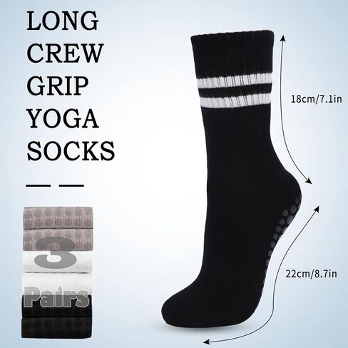 3 أزواج من جوارب اليوجا مع مقابض من باوبلايكيدز للنساء البيلاتيس، جوارب دائرية غير قابلة للانزلاق لتمارين رقص الباليه in Kuwait