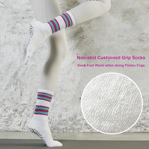 جوارب يوجا للسيدات من JUCHYDii مع مقابض، جوارب قابضة غير قابلة للانزلاق للبيلاتيس والباري والباليه والتدريبات والمستشفيات in Kuwait