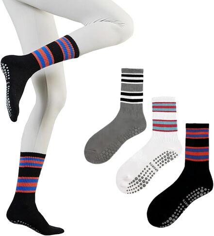 جوارب يوجا للسيدات من JUCHYDii مع مقابض، جوارب قابضة غير قابلة للانزلاق للبيلاتيس والباري والباليه والتدريبات والمستشفيات in Kuwait