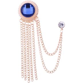 Gem Brooch Lapel Pin Chain for Men Suit Tassel Collar Chains for Shirts Badge Hanging Chains Tuxedo Accessories Hat Scarf Tie Pins for Men Father's Day Gift in Kuwait