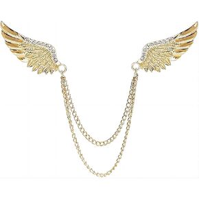 Wolf Head Angel Wings Collar Chain Pins Brooch Tassel Chain Pins Metal Lapel Pin Suit Coat Breastpin Shirt Collar Pin Dress Accessories for Men Boy