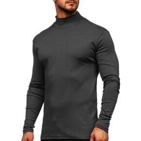 Turtleneck Men Long Sleeve Pullover Basic Designed Undershirt Stretch Slim Fit Sweaters Mock