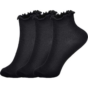 Joyingtwo Womens Ankle Casual Socks Lace Ruffle Low Cut Knit Cotton Lettuce Socks for Women Girls in Kuwait