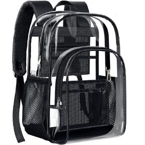 PAMANO Clear Backpack, Heavy Duty Transparent Backpack with Reinforced Bottom See Through for College, Travel, Workplace Security, Gray