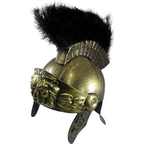 Roman Helmet with Red Fake Feather Plume - Greek Gladiator Costume Helmets - Trojan Legion Helmet, One Size