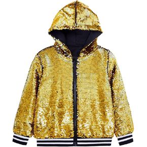CHENBAO Girls Flip Sequin Jackets Striped Kids Unique Stylish Jacket Zip Up Coat Sparkle Outwear Birthday Shiny Clothes in Saudi Arabia