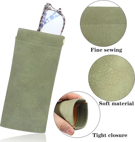 QSCFKL 4Pcs Squeeze Top Glasses Case, Glasses Cases Soft, Portable Sunglass Case Soft Leather Eyeglass Case for Women Men Kid in Kuwait