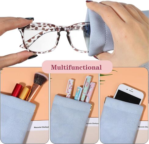 QSCFKL 4Pcs Squeeze Top Glasses Case, Glasses Cases Soft, Portable Sunglass Case Soft Leather Eyeglass Case for Women Men Kid in Kuwait