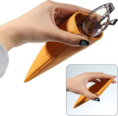 QSCFKL 4Pcs Squeeze Top Glasses Case, Glasses Cases Soft, Portable Sunglass Case Soft Leather Eyeglass Case for Women Men Kid in Kuwait
