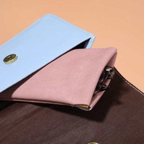 QSCFKL 4Pcs Squeeze Top Glasses Case, Glasses Cases Soft, Portable Sunglass Case Soft Leather Eyeglass Case for Women Men Kid in Kuwait