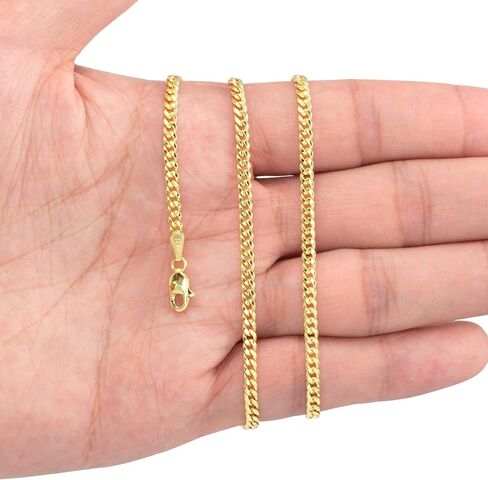 Nuragold 14k Yellow Gold 3mm Miami Cuban Link Chain Pendant Necklace, Mens Womens Jewelry 16" 18" 20" 22" 24" 26" in Saudi Arabia