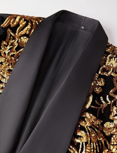 Pyiujtr Men's Sequins Velvet Shawl Lapels Stage Party Prom Wedding Dinner Suit Jacket Blazer in Saudi Arabia