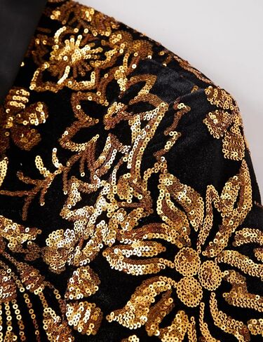 Pyiujtr Men's Sequins Velvet Shawl Lapels Stage Party Prom Wedding Dinner Suit Jacket Blazer in Saudi Arabia