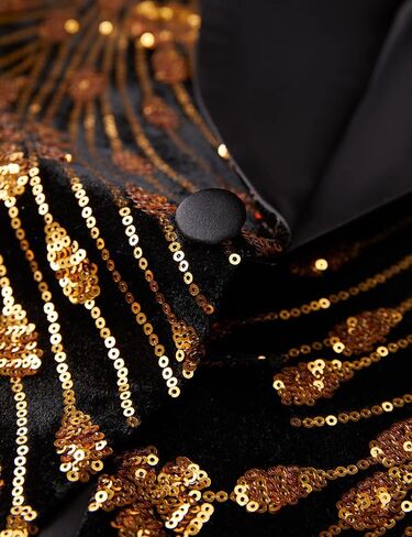 Pyiujtr Men's Sequins Velvet Shawl Lapels Stage Party Prom Wedding Dinner Suit Jacket Blazer in Saudi Arabia