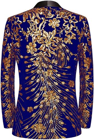 Pyiujtr Men's Sequins Velvet Shawl Lapels Stage Party Prom Wedding Dinner Suit Jacket Blazer in Saudi Arabia