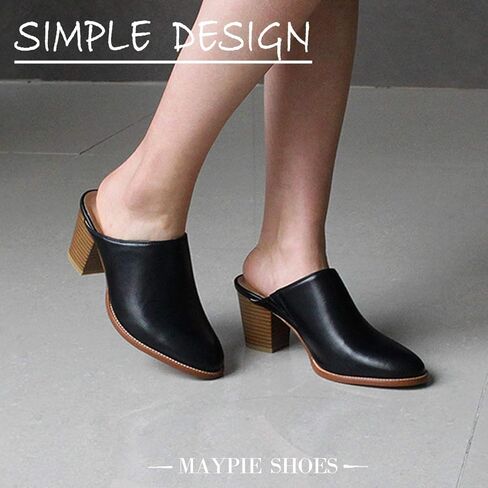 Maypie Womens Chunky Heels Mules and Clogs Closed Toe Bootie Pumps Slides Shoes in Saudi Arabia