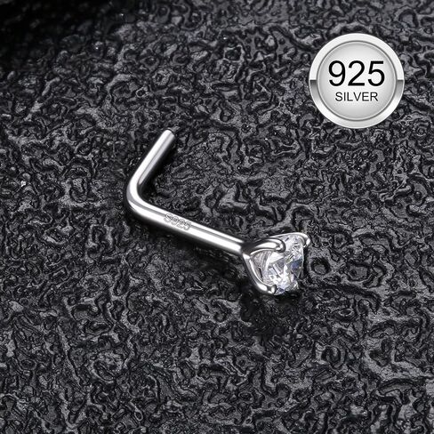 MILACOLATO 925 ترصيع الأنف من الفضة الإسترلينية، 18 جرام 20 جرام L على شكل حلقات أنف، مقلد الماس تشيكوسلوفاكيا هيبوالرجينيك ثقب الأنف للنساء الرجال 1.5 2 3 مم in Kuwait