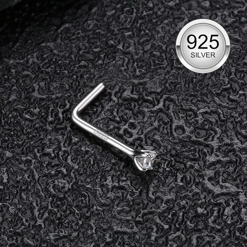 MILACOLATO 925 ترصيع الأنف من الفضة الإسترلينية، 18 جرام 20 جرام L على شكل حلقات أنف، مقلد الماس تشيكوسلوفاكيا هيبوالرجينيك ثقب الأنف للنساء الرجال 1.5 2 3 مم in Kuwait
