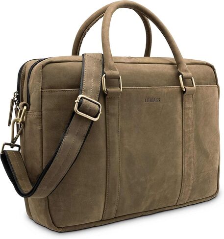 LEABAGS Leather Briefcase for Men Women - Genuine Buffalo Leather 15 Laptop Bag Istanbul - Shoulder Messenger Bag Vintage in Kuwait