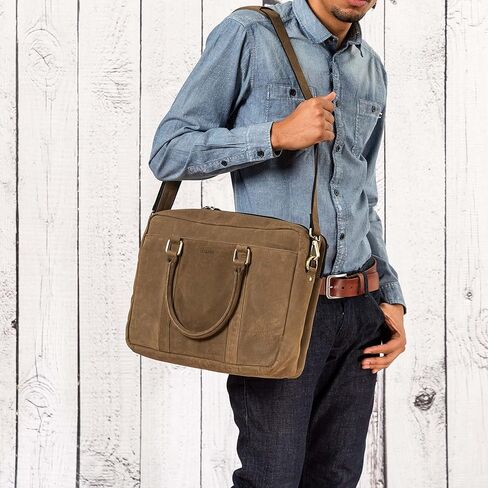 LEABAGS Leather Briefcase for Men Women - Genuine Buffalo Leather 15 Laptop Bag Istanbul - Shoulder Messenger Bag Vintage in Kuwait