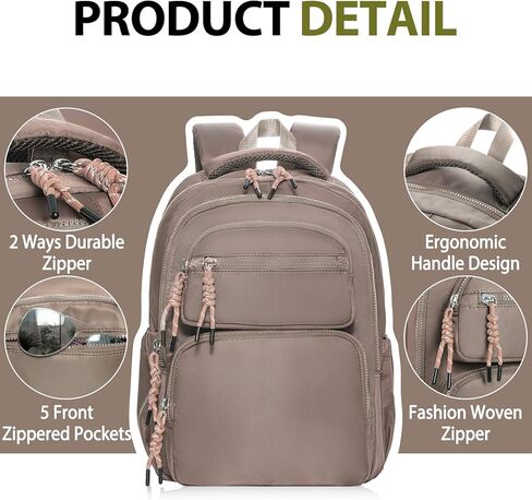 AUGUST 18 Casual Laptop Backpack, 14 inch Laptop Travel Backpack for Women, Water Resistant Casual Bag for Work Travel Commute, Army Green in Kuwait