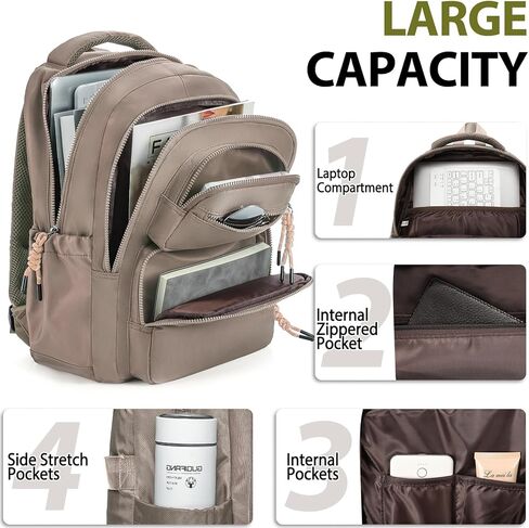 AUGUST 18 Casual Laptop Backpack, 14 inch Laptop Travel Backpack for Women, Water Resistant Casual Bag for Work Travel Commute, Army Green in Kuwait