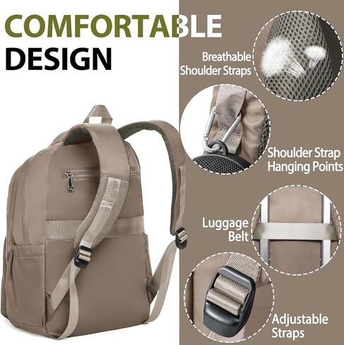 AUGUST 18 Casual Laptop Backpack, 14 inch Laptop Travel Backpack for Women, Water Resistant Casual Bag for Work Travel Commute, Army Green in Kuwait
