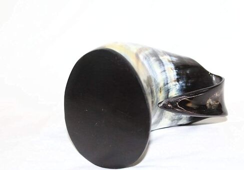 Viking Horn Mug + Viking Drinking Horn - 12 Inch with Viking Compass Engraved and Leather Holster | 100% Authentic Handmade Beer Cups | Food Grade | Genuine Ox Horn | Natural Shine Finish | Gift Bag in Saudi Arabia