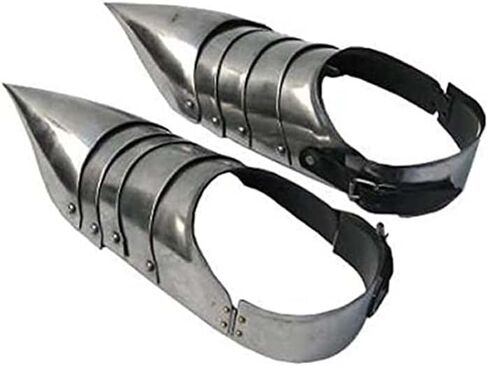 AnNafi® Medieval Sabaton Steel Armor Shoes for Men| Gothic Armour Shoes Pair Costume| Wearable Ancient Shoe Replica for Adult| Steel Leg Armor Reenactment SCA LARP Cosplay Costumes| Halloween & Drama in Saudi Arabia