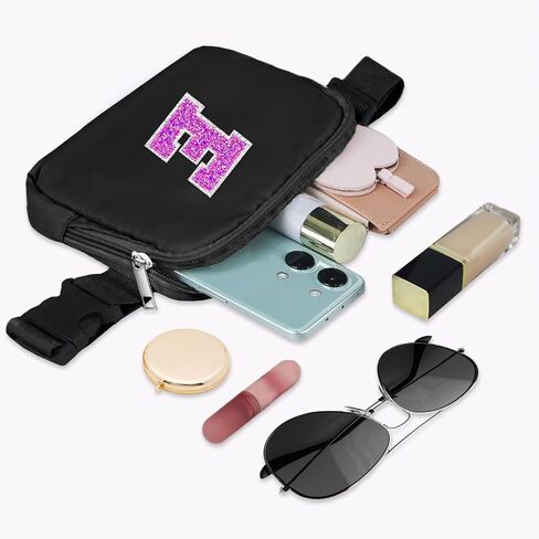 Letter Belt Bag Crossbody Initial Fanny Waist Pack Travel 6 7 8 9 10 11 12 13 14 Year Old Girl Trendy Teen Stuff Birthday Christmas Gifts Preppy Personalized Cute Girly Fashion Purple A in Saudi Arabia