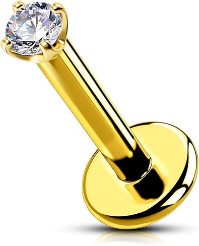 OUFER 16G Lip Ring, 14K Solid Gold Lip Ring Studs, Push-Pin Lip Piercing Jewelry, G23 Solid Titanium Bar Labret Jewelry, Cartilage Helix Tragus Piercing Jewelry For Women And Men in Saudi Arabia