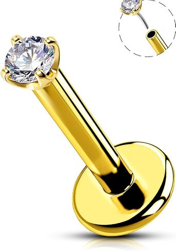OUFER 16G Lip Ring, 14K Solid Gold Lip Ring Studs, Push-Pin Lip Piercing Jewelry, G23 Solid Titanium Bar Labret Jewelry, Cartilage Helix Tragus Piercing Jewelry For Women And Men in Saudi Arabia