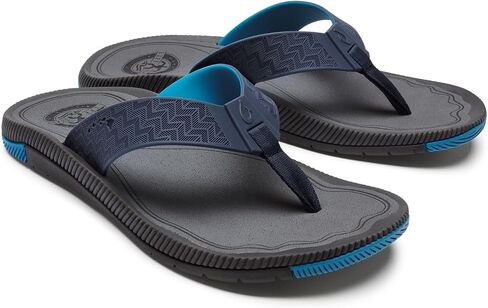 OLUKAI Awiki Men's Beach Sandals, Quick-Dry Flip-Flop Slides, Water Resistant Lining & Wet Grip Soles, All-Day Comfort & Arch Support in Saudi Arabia