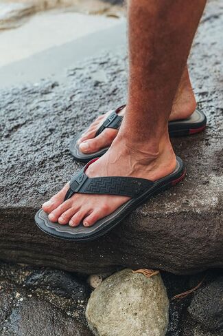 OLUKAI Awiki Men's Beach Sandals, Quick-Dry Flip-Flop Slides, Water Resistant Lining & Wet Grip Soles, All-Day Comfort & Arch Support in Kuwait
