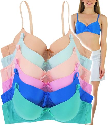 ToBeInStyle Girl's Junior Pack of 6 Wired A-Cup T-Shirt Bra with Convertible Straps in Saudi Arabia
