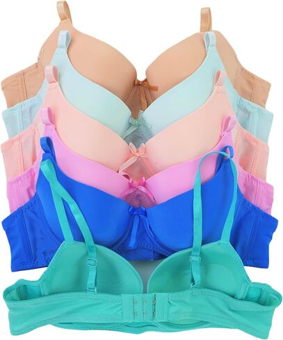 ToBeInStyle Girl's Junior Pack of 6 Wired A-Cup T-Shirt Bra with Convertible Straps in Saudi Arabia
