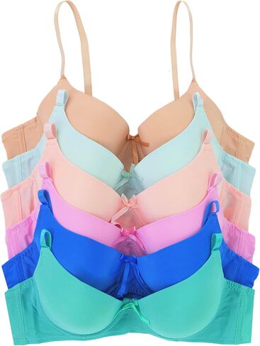 ToBeInStyle Girl's Junior Pack of 6 Wired A-Cup T-Shirt Bra with Convertible Straps in Saudi Arabia