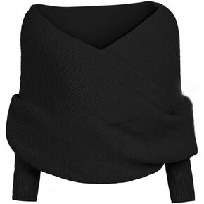 TFHUGFHG Women Knit Sweater Tops Scarf Fashion Elegant Scarf with Sleeve Wrap Winter Warm Shawl Scarves
