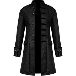 JIEFULL Men Steampunk Costume Coat Vintage Victorian Tailcoat Gothic Jacket Vampire Cosplay for Halloween Renaissance Uniform
