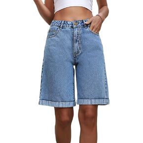 Women's Ripped Bermuda Shorts High Waisted Denim Shorts Ripped Distressed Jean Shorts