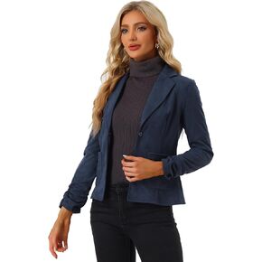 Allegra K Women's Long Sleeve Casual Open Front Drawstring Faux Suede Blazer in Saudi Arabia
