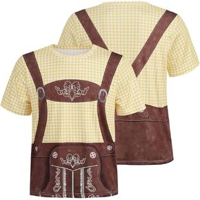 LMYOVE Mens Oktoberfest Costume Bavarian Lederhosen Men German Shirts, October Festival Costume Tshirt for Adult