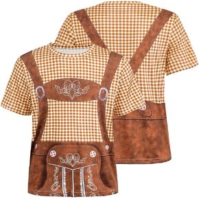 زي مهرجان أكتوبر الرجالي من LMYOVE، قمصان ألمانية للرجال من Lederhosen البافارية، تي شيرت أزياء مهرجان أكتوبر للبالغين in Kuwait