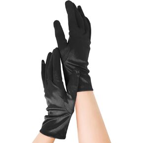 sodknow Short Gloves Women Satin Gloves Wrist Length Fancy for Opera Banquet 1920s Party Wedding Halloween Costume