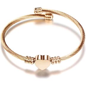 MiniJewelry الذهب والفضة وارتفع الذهب الحب القلب الكفة الإسورة أساور الصداقة BFF قابل للتعديل النساء الفتيات الأسرة عيد الميلاد ابنة الأخوات الفولاذ المقاوم للصدأ