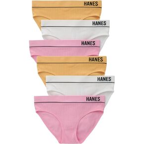 Hanes Women's Originals Seamless Stretch Rib Bikini Panties Pack, Assorted Colors, 6-Pack in Saudi Arabia