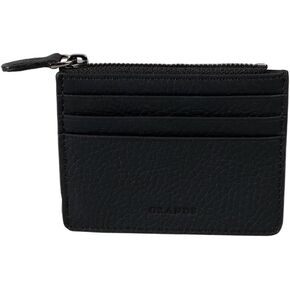 grande 3603 Genuine Leather Card Holder For Women and Men Slim Minimalist Small Zipper Wallet (FOREST GREEN)