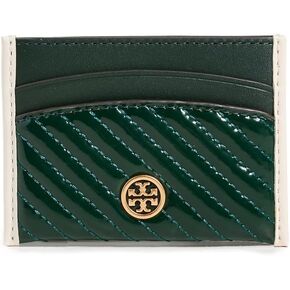 حافظة بطاقات مبطنة منتفخة حاصلة على براءة اختراع من Tory Burch، شجرة صنوبر، أخضر، مقاس واحد in Kuwait
