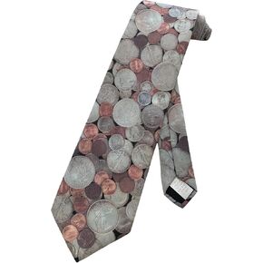 رابطة عنق بمحاسبة بعملات معدنية معدنية من RM Style American Money Coin Coinage Quarters Dimes Nickels Pennies Accountant - عنق, أسود, One Size in Kuwait